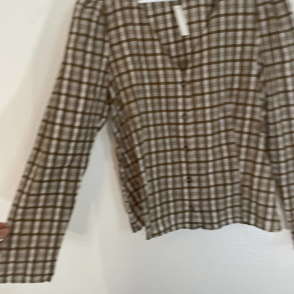 NEW Madewell Women's Westover Top Sandown Plaid Brown Size 8 Long Sleeve Neutral - Picture 6 of 13